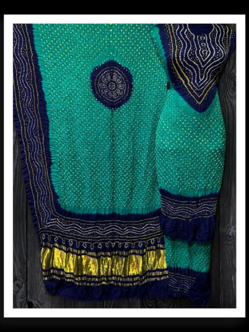 Rama Navy Bandhej Dress Material Pure Modal Silk