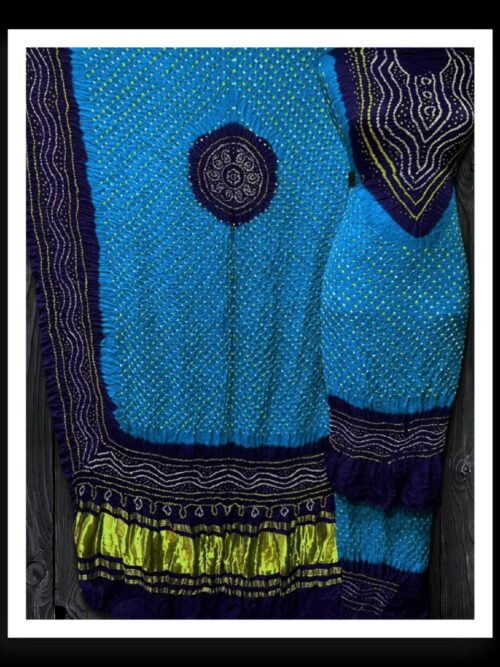 Sky Blue Bandhej Dress Material Pure Modal Silk
