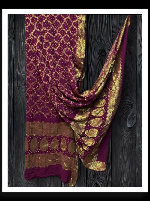 Magenta Banarasi Bandhani Dupatta Georgette