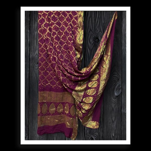 Magenta Banarasi Bandhani Dupatta Georgette