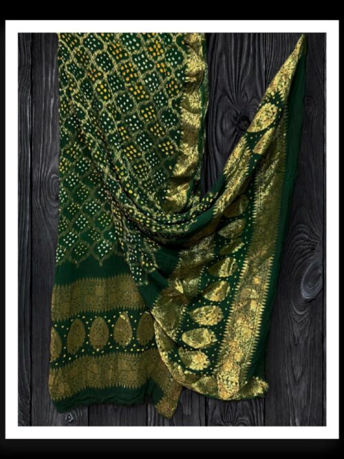 Green Banarasi Bandhani Dupatta Georgette