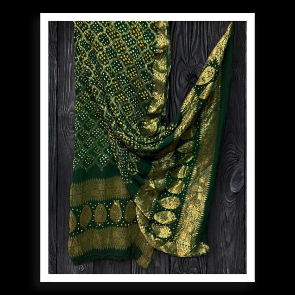 Green Banarasi Bandhani Dupatta Georgette