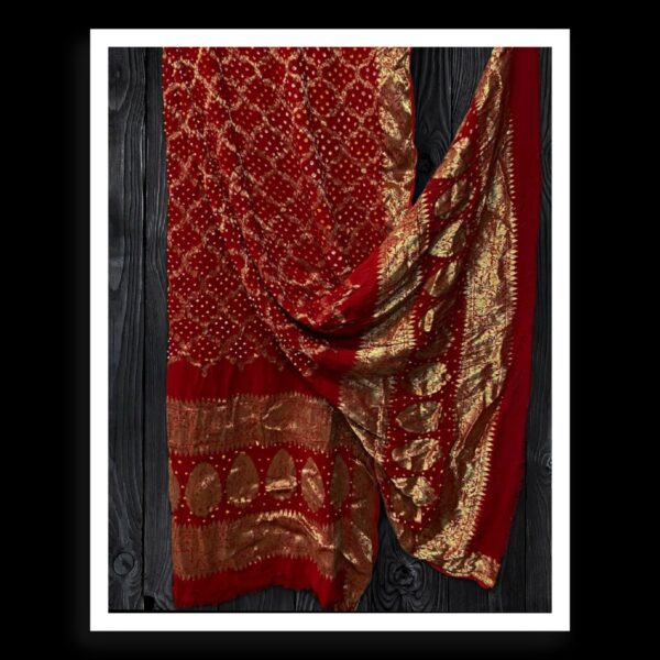 Red Banarasi Bandhani Dupatta Georgette