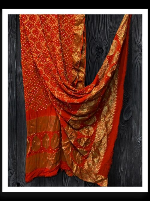 Orange Banarasi Bandhani Dupatta Georgette