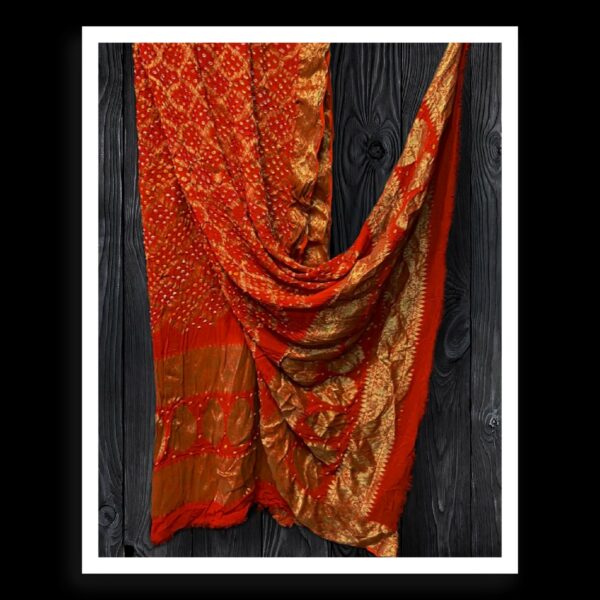 Orange Banarasi Bandhani Dupatta Georgette