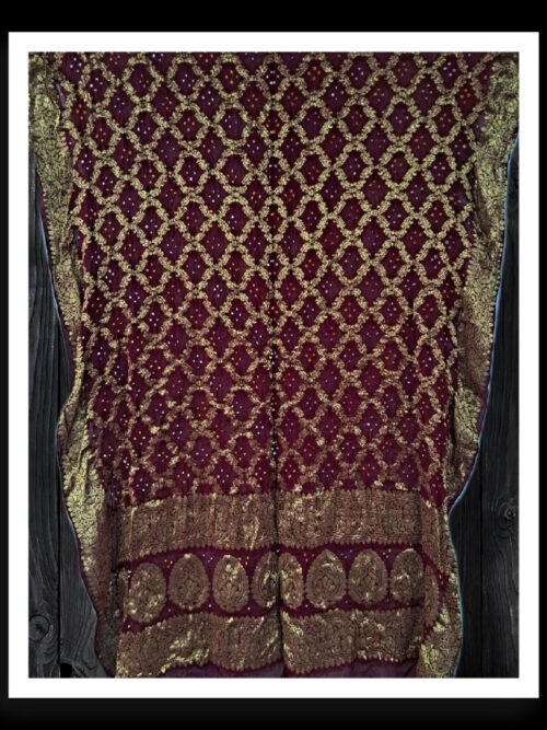 Maroon Banarasi Bandhani Dupatta Georgette