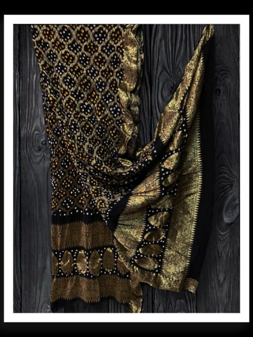 Black Banarasi Bandhani Dupatta Georgette