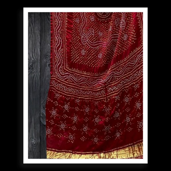 Blood Red Designer Bandhani Dupatta Pure GajiSilk