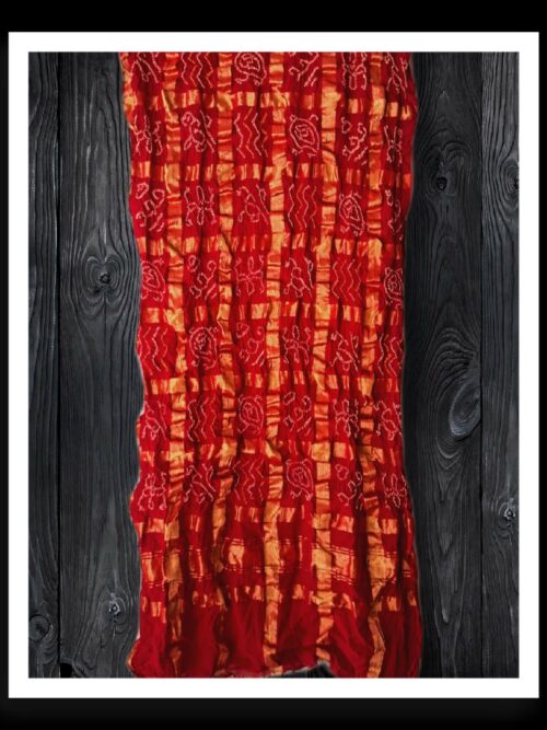 Red Traditonal Bandhani Gharchola Dupatta Kala Cotton