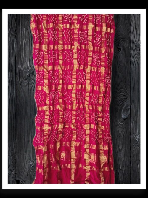 Pink Traditonal Bandhani Gharchola Dupatta Kala Cotton