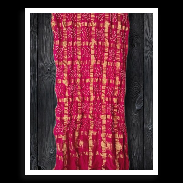 Pink Traditonal Bandhani Gharchola Dupatta Kala Cotton