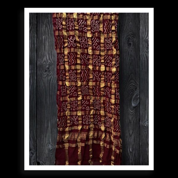 Maroon Traditonal Bandhani Gharchola Dupatta Kala Cotton