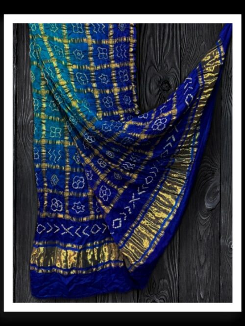 Sky Blue Bandhani Gharchola Dupatta Pure Gaji Silk
