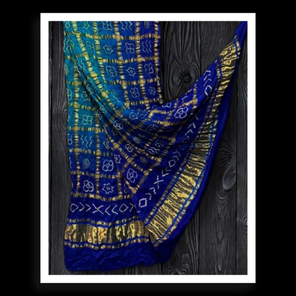 Sky Blue Bandhani Gharchola Dupatta Pure Gaji Silk