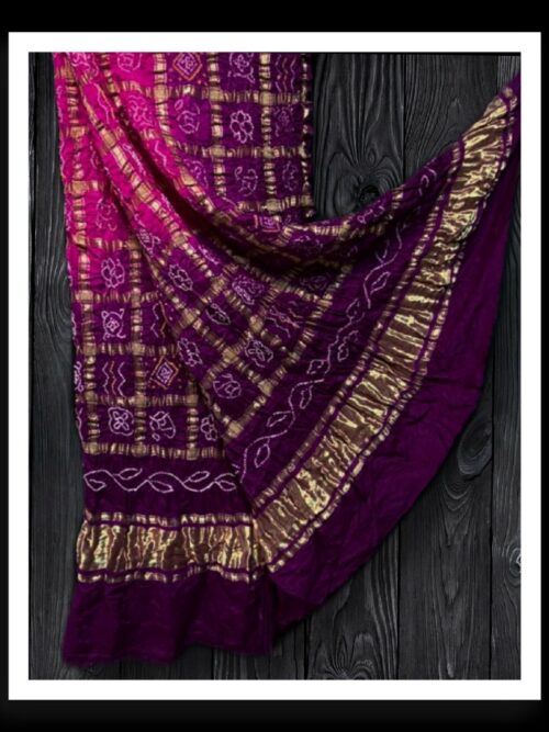 Pink Magenta Bandhani Gharchola Dupatta Pure Gaji Silk