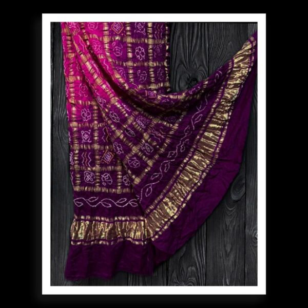 Pink Magenta Bandhani Gharchola Dupatta Pure Gaji Silk