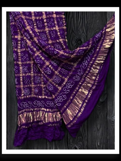Purple Bandhani Gharchola Dupatta Pure Gaji Silk