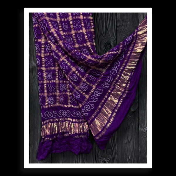 Purple Bandhani Gharchola Dupatta Pure Gaji Silk