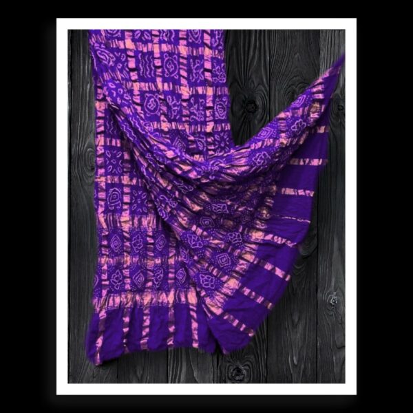 Purple Traditonal Bandhani Gharchola Dupatta Kala Cotton