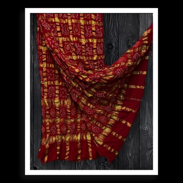 Red Traditonal Bandhani Gharchola Dupatta Kala Cotton