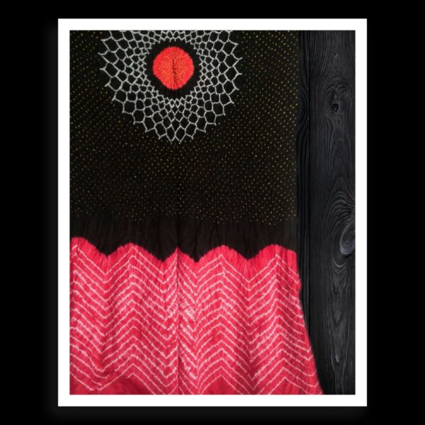 Red Black Shibori Bandhej Dupatta Pure Modal Silk