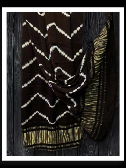 Black Shibori Dupatta Designer Pure Modal Silk