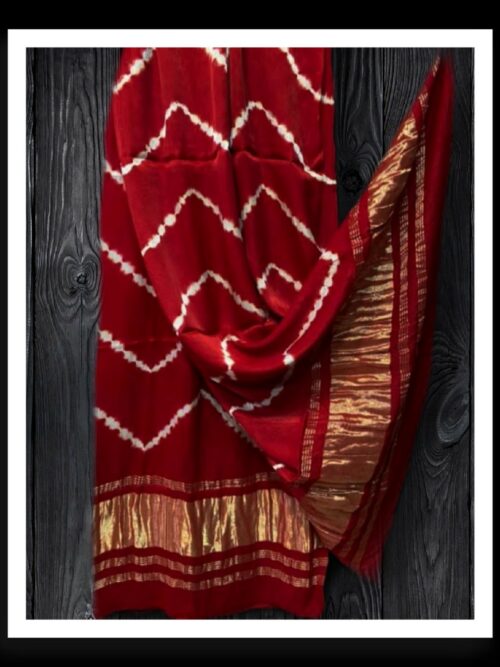 Red Shibori Dupatta Designer Pure Modal Silk