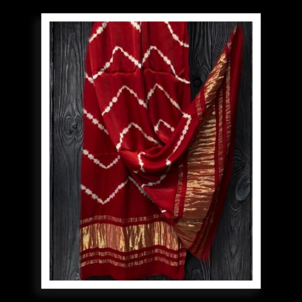 Red Shibori Dupatta Designer Pure Modal Silk