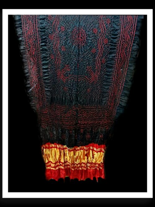 Black Red Bandhani Dupatta Designer Pure GajiSilk