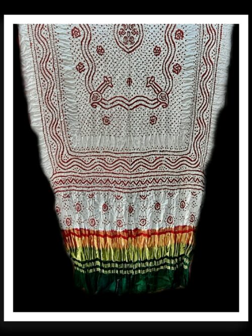 White Red Bandhani Dupatta Designer Pure GajiSilk