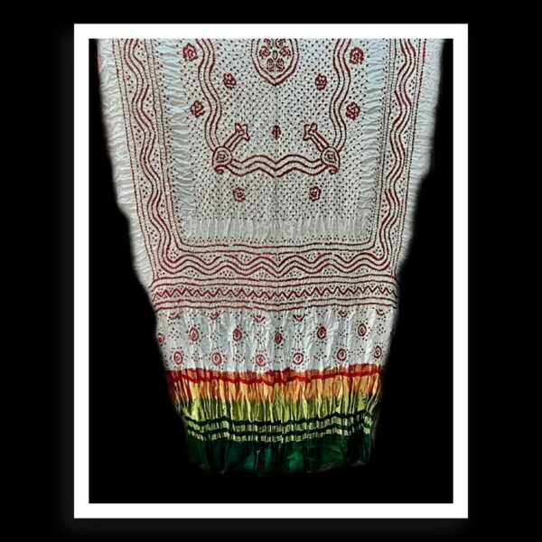 White Red Bandhani Dupatta Designer Pure GajiSilk