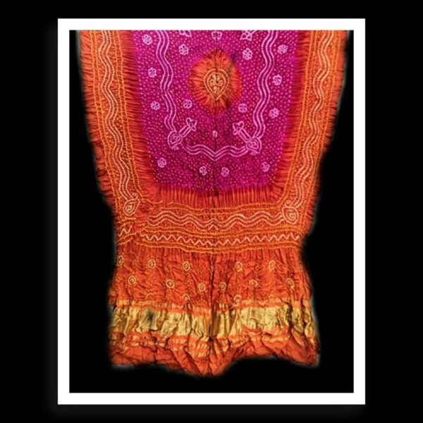 Orange Pink Bandhani Dupatta Designer Pure GajiSilk