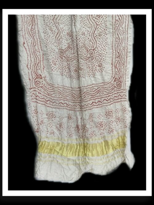 White Red Bandhani Dupatta Designer Pure GajiSilk