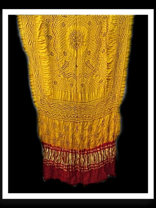 Yellow Red Bandhani Dupatta Designer Pure GajiSilk