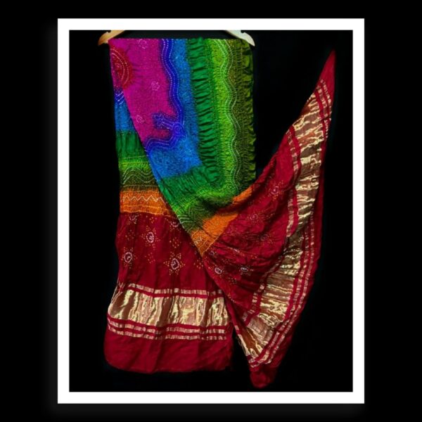 Multi Color Dupatta Bandhej Pure GajiSilk 10