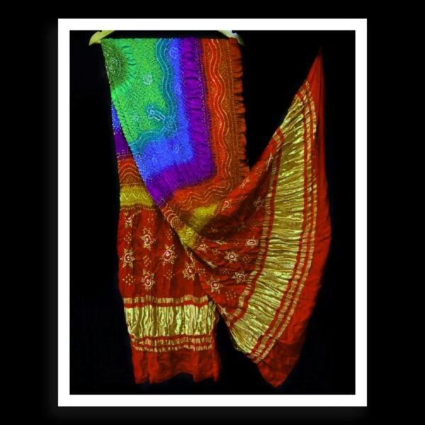 Multi Color Dupatta Bandhej Pure GajiSilk 11