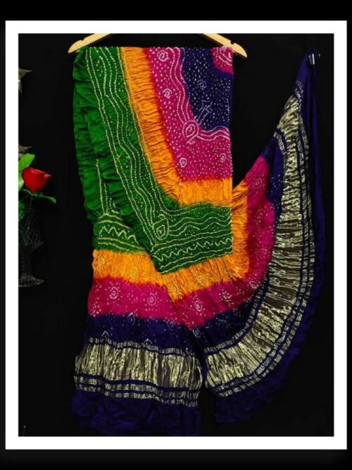 Multi Color Dupatta Bandhej Pure GajiSilk 14