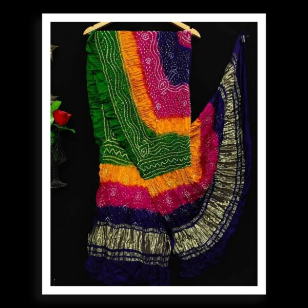 Multi Color Dupatta Bandhej Pure GajiSilk 14