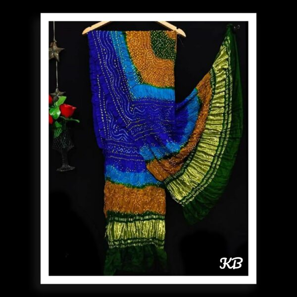 Multi Color Dupatta Bandhej Pure GajiSilk 02