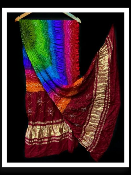 Multi Color Dupatta Bandhej Pure GajiSilk 04