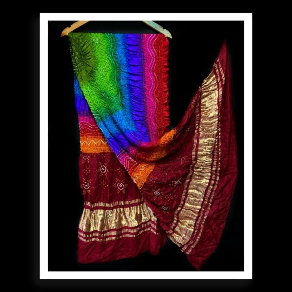 Multi Color Dupatta Bandhej Pure GajiSilk 04