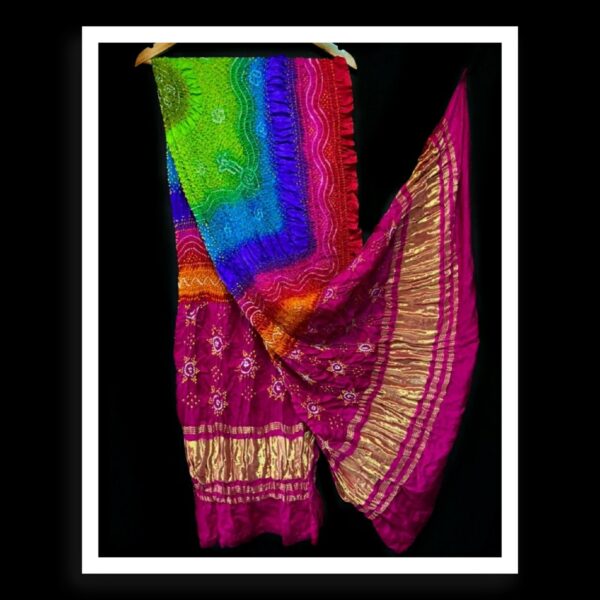 Multi Color Dupatta Bandhej Pure GajiSilk 08