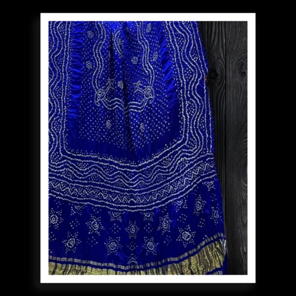 Blue Designer Bandhani Dupatta Pure GajiSilk