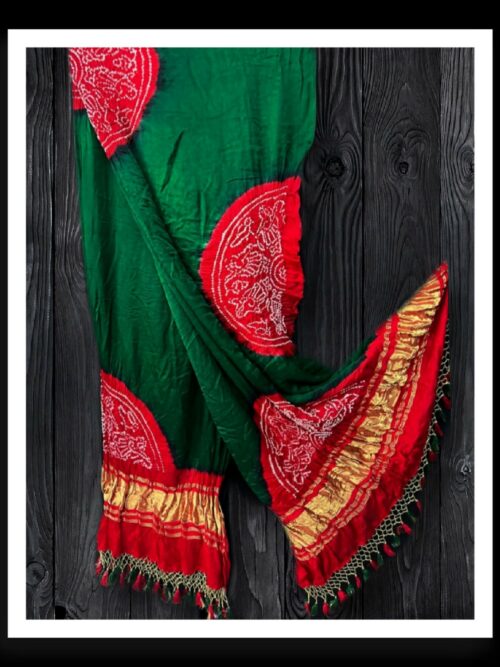 Red Green Designer Bandhani Dupatta Pure GajiSilk