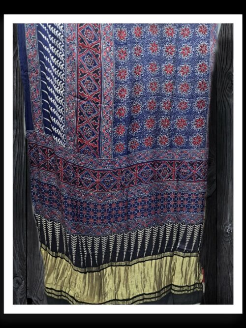 Blue Original Ajrak Saree Pure Modal Silk