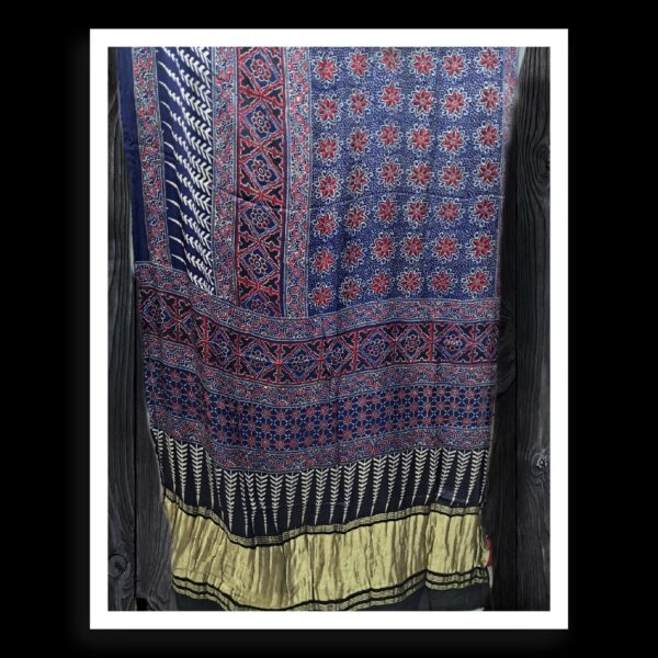 Blue Original Ajrak Saree Pure Modal Silk