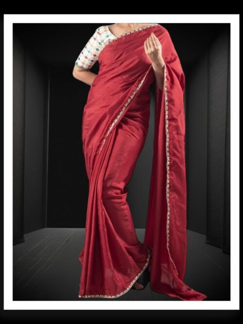 Maroon Plain Saree Hand Dyed Pure Modal Silk