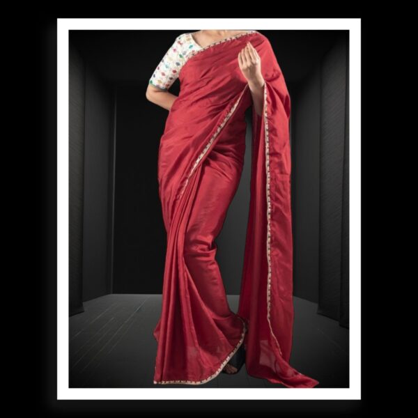 Maroon Plain Saree Hand Dyed Pure Modal Silk