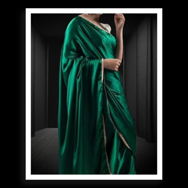 Pine Green Plain Saree Hand Dyed Pure Modal Silk