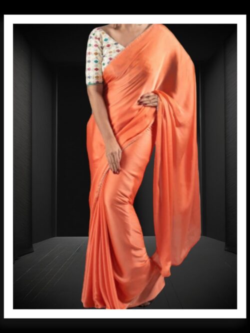 Pastel Orange Plain Saree Hand Dyed Pure Modal Silk